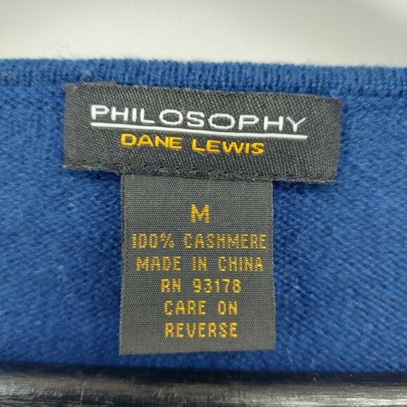 Philosophy × Diane Lewis Cashmere Oversized Assymetrical Hem Lagen Look Blue Med - Picture 2 of 3